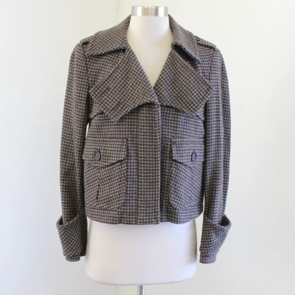 Zara Basic Plaid Cropped Utility Jacket - image 1